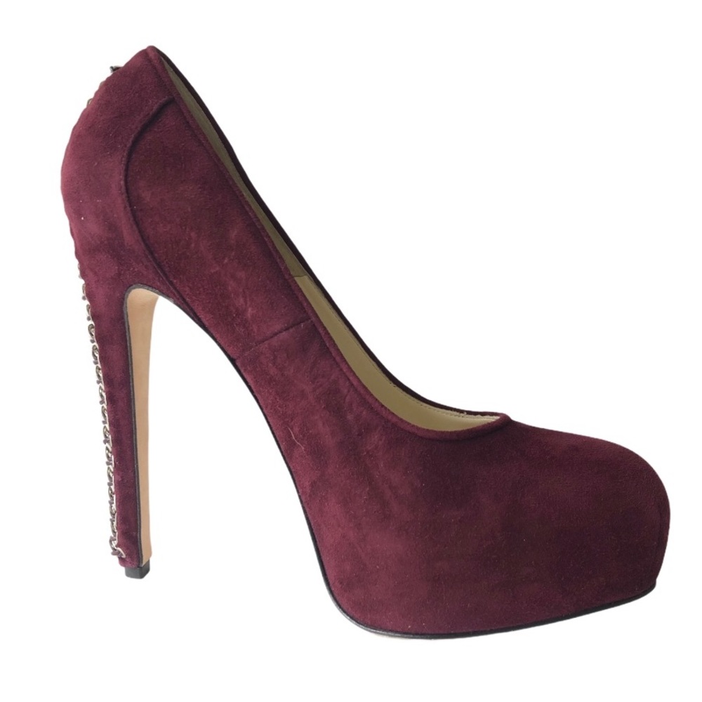 BRAND NEW Brian Atwood Harrison Burgundy Suede Chain Pumps Size US 8.5